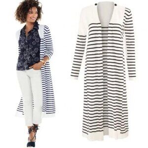 Cabi 5141 Victory Sweater Patchwork Stripes Duster Cardigan Size XS